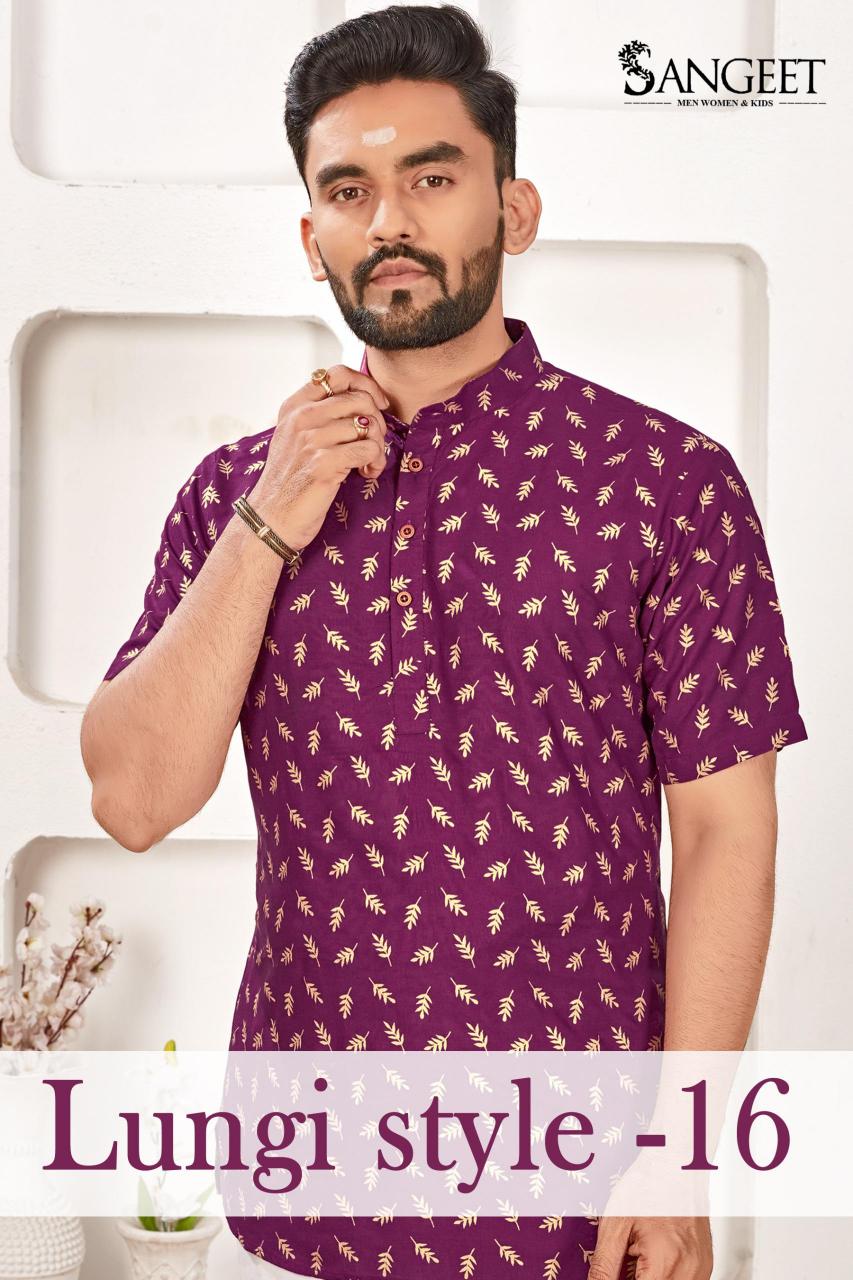 pr lungi style vol 16 readymade plus size rayon gold print fancy mens kurta 