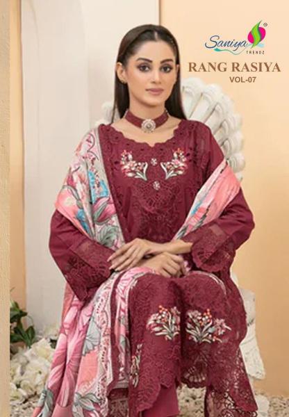 rang rasiya vol 7 saniya trendz cotton hit design fancy dress material 