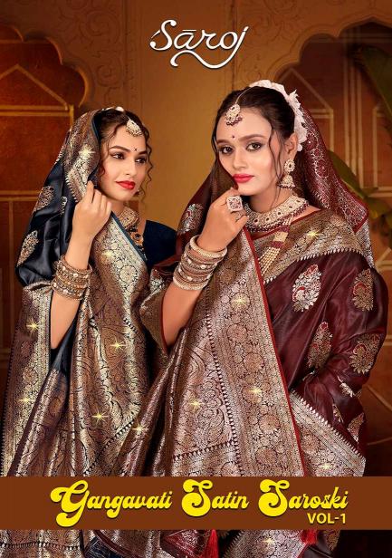Saroj Gangavati satin silk vol.1 soft satin silk saree