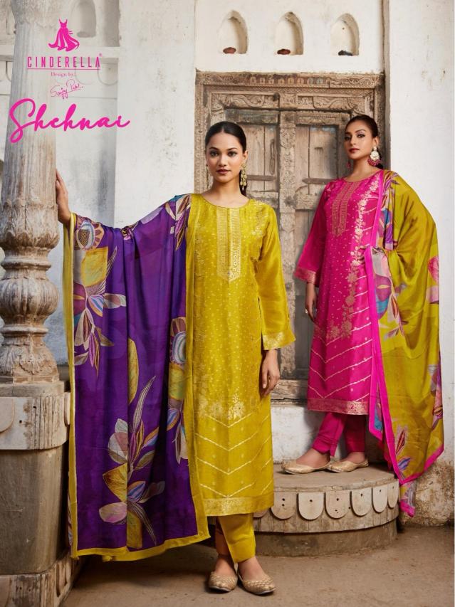 shehnai by cinderella silk jacquard attractive look unstitch suits 