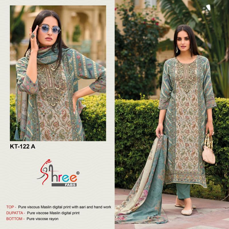 shree fabs kt 122 muslin model pakistani unstitch 3pcs dress