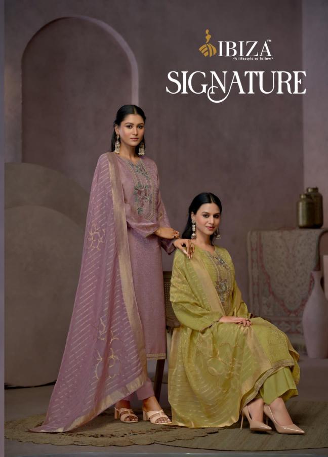 signature by ibiza satin silk jacquard casual wear dress material 