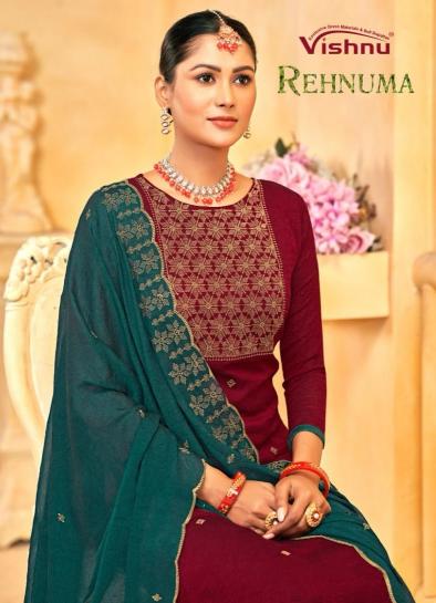 vishnu rehnuma rangoli silk crush elegant style dress material 