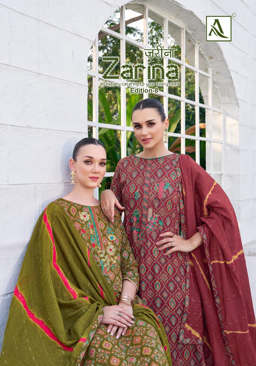 zarina vol 8 by alok viscose rayon hit design pakistani salwar suit 