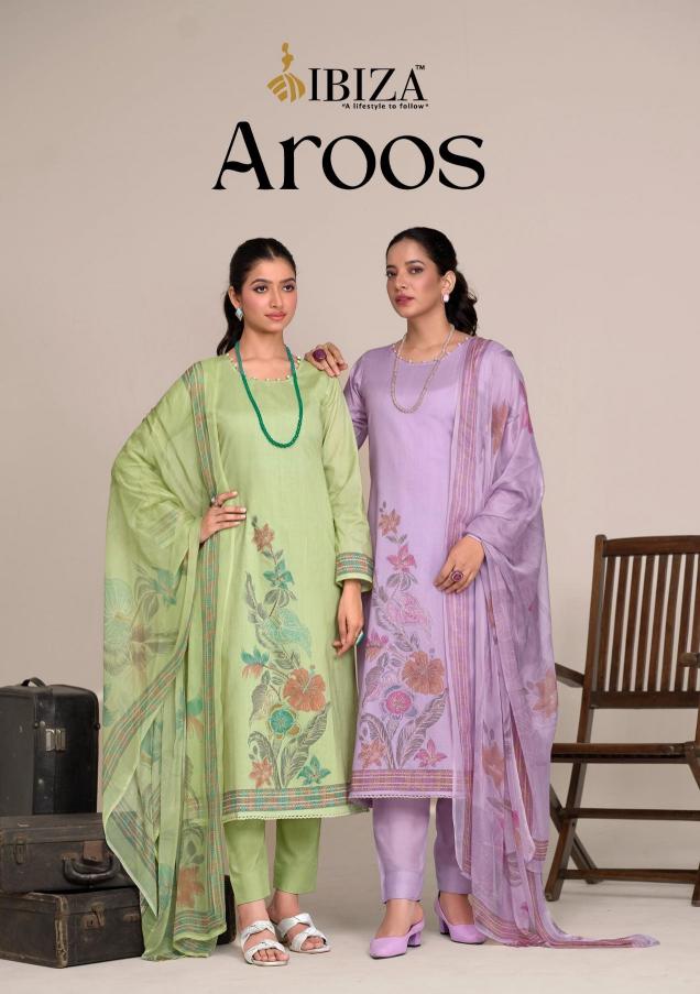 aroos by ibiza lawn cotton elegant style ladies suits 