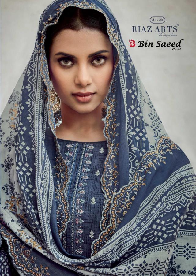 bin saeed vol 5 by riaz arts cotton comfortable pakistani suits online 