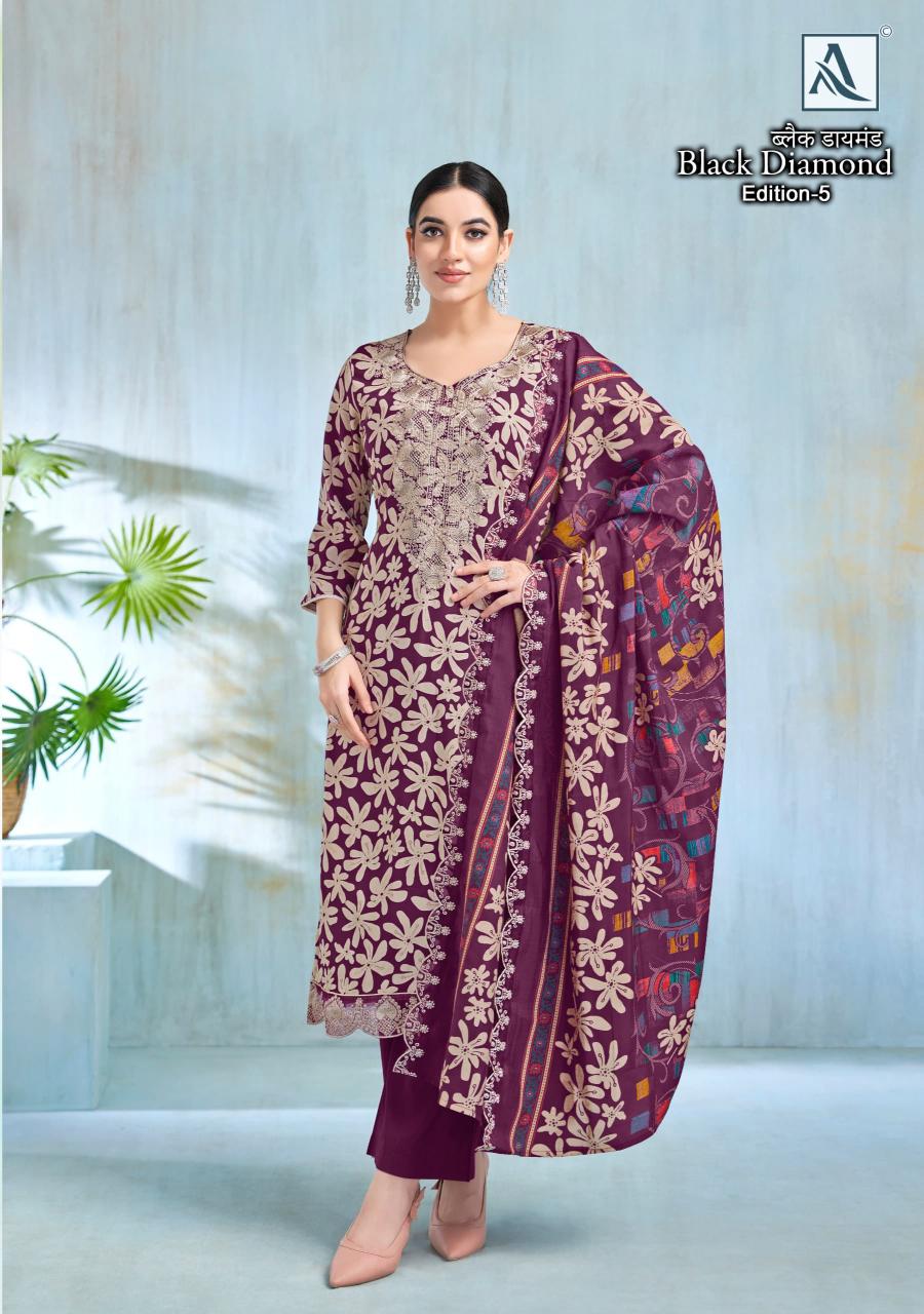 black diamond vol 5 by alok stylish look rayon pakistani ladies suits