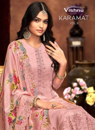 karamat vol 6 by vishnu silk georgette classic look dress material 
