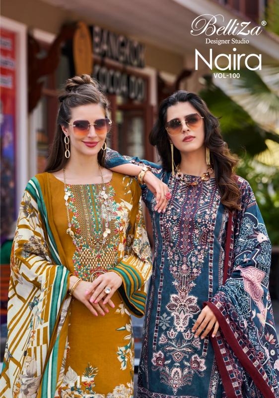 naira vol 100 by belliza designer cotton pakistani dress material online 