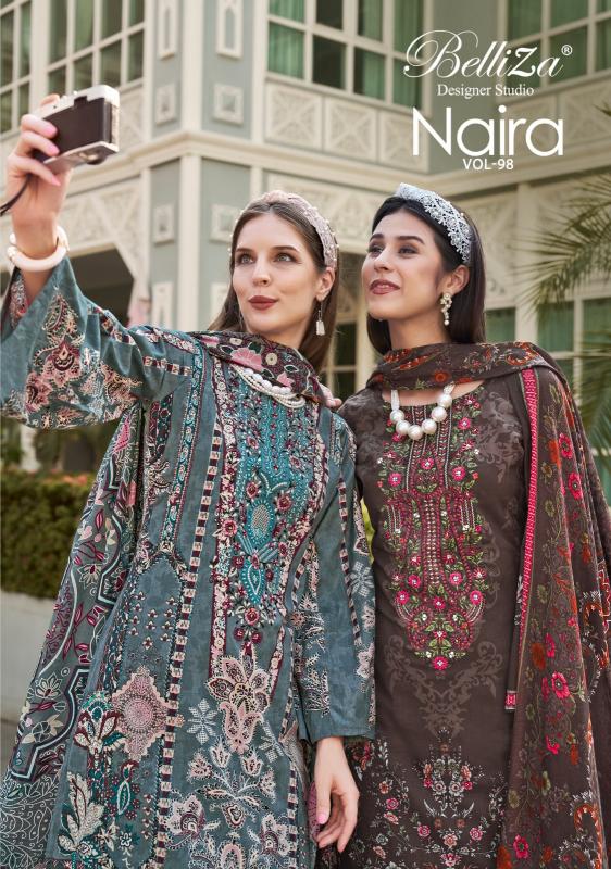 naira vol 98 by belliza designer cotton modern pakistani dress material 