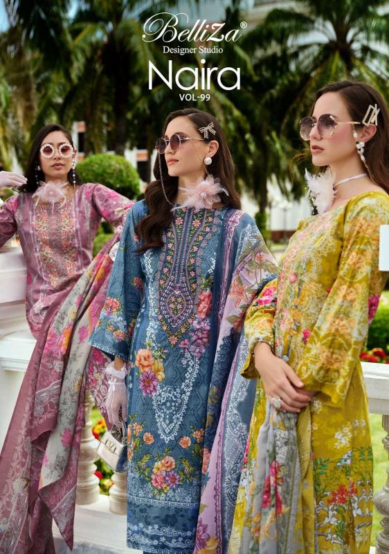 naira vol 99 by belliza designer popular design cotton pakistani 3pcs dress 