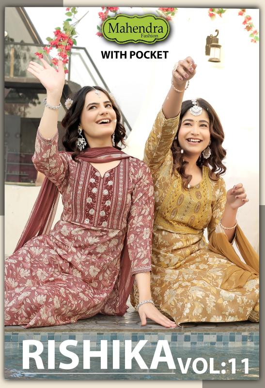 rishika vol 11 by mahendra fashion readymade capsule print 3pcs dress