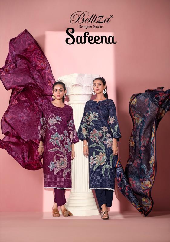 safeena by belliza designer cotton modern pakistani unstitch suits 