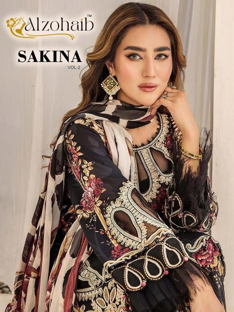 sakina vol 2 by alzohaib cotton unstitch pakistani suit online 