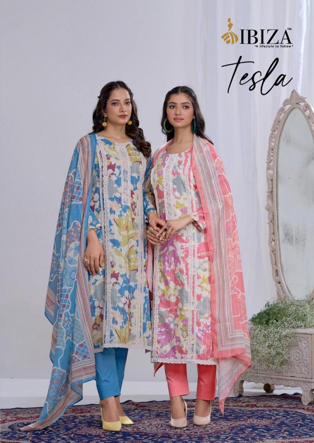 tesla by ibiza lawn cotton unique colours unstitch 3pcs dress