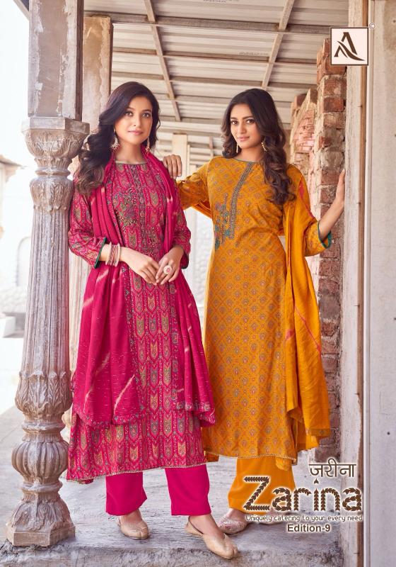 zarina vol 9 by alok viscose rayon hit design pakistani salwar suit
