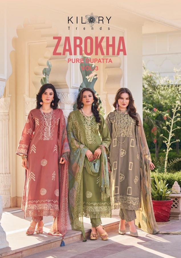 zarokha vol 3 by kilory trends lawn cotton gorgeous look 3pcs dress