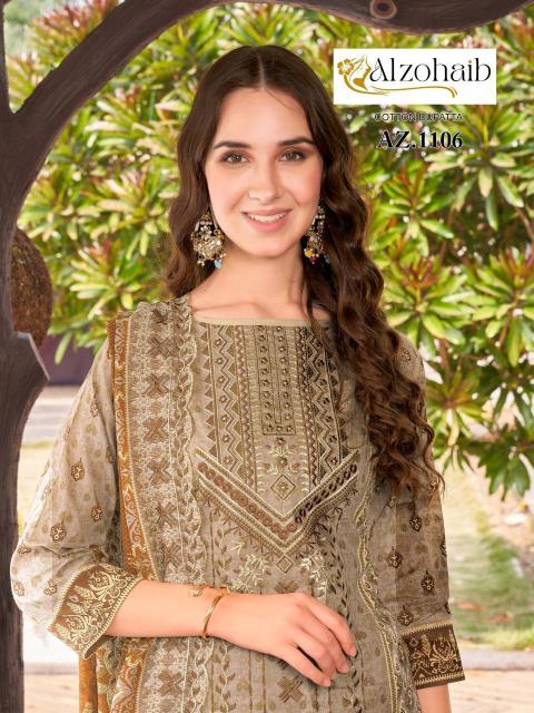 alzohaib binseed cotton pakistani unstithced ladies suits 
