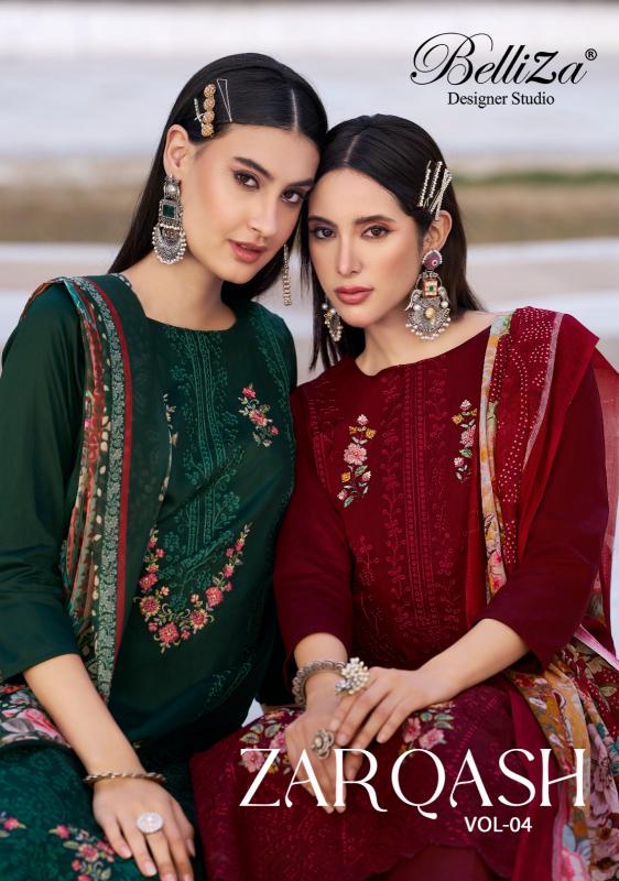belliza zarqash vol 4 jam cotton unstitched suits 