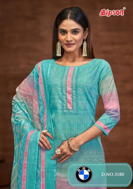 bipson prints 3180 cotton print pretty look stylish dress material  