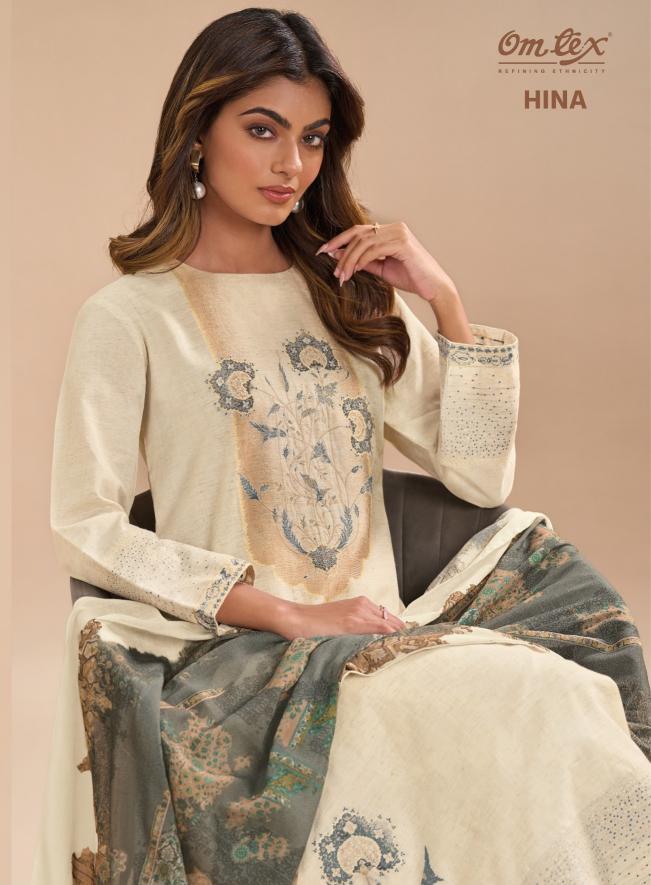 omtex hina cotton silk unstitched suits 