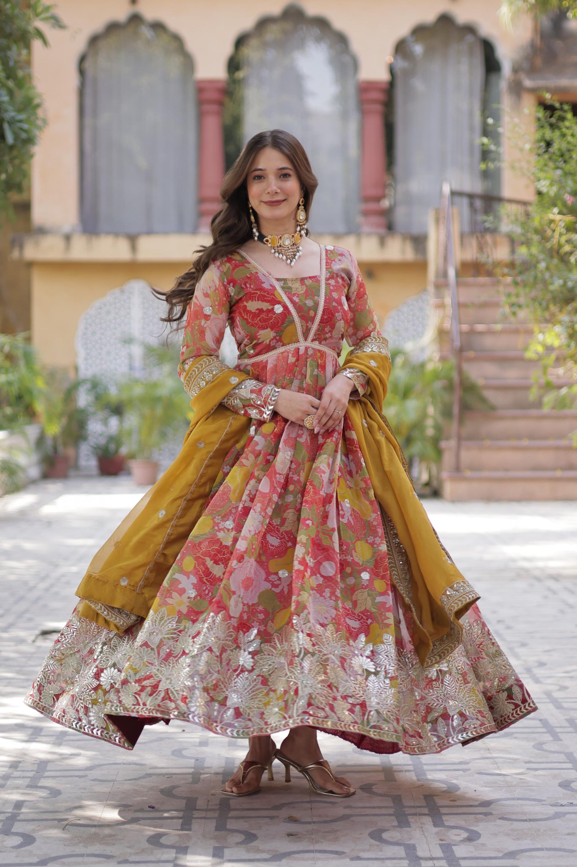 ka 1159 readymade traditional wear aliya cut anarkali gown with dupatta 