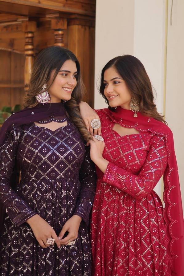 lw 9165 hit design faux blooming readymade classic gown with dupatta 