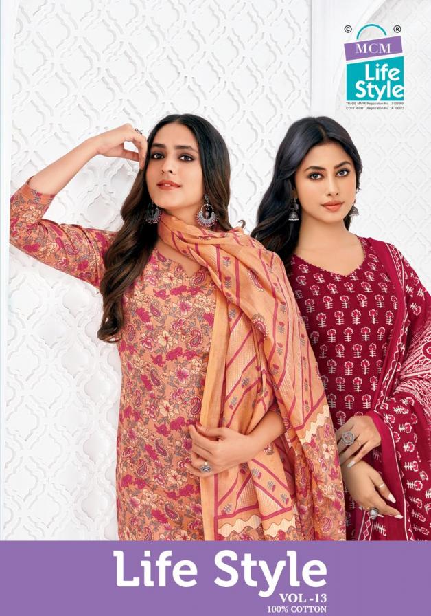 mcm lifestyle life style vol 13 attractive colour cotton print unstitched ladies dress