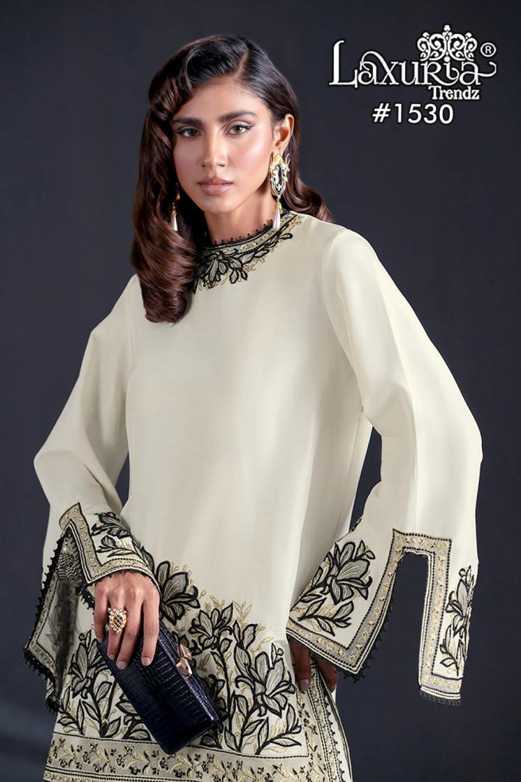 1530 by laxuria trendz zam satin gorgeous look full stitch pakistani suit