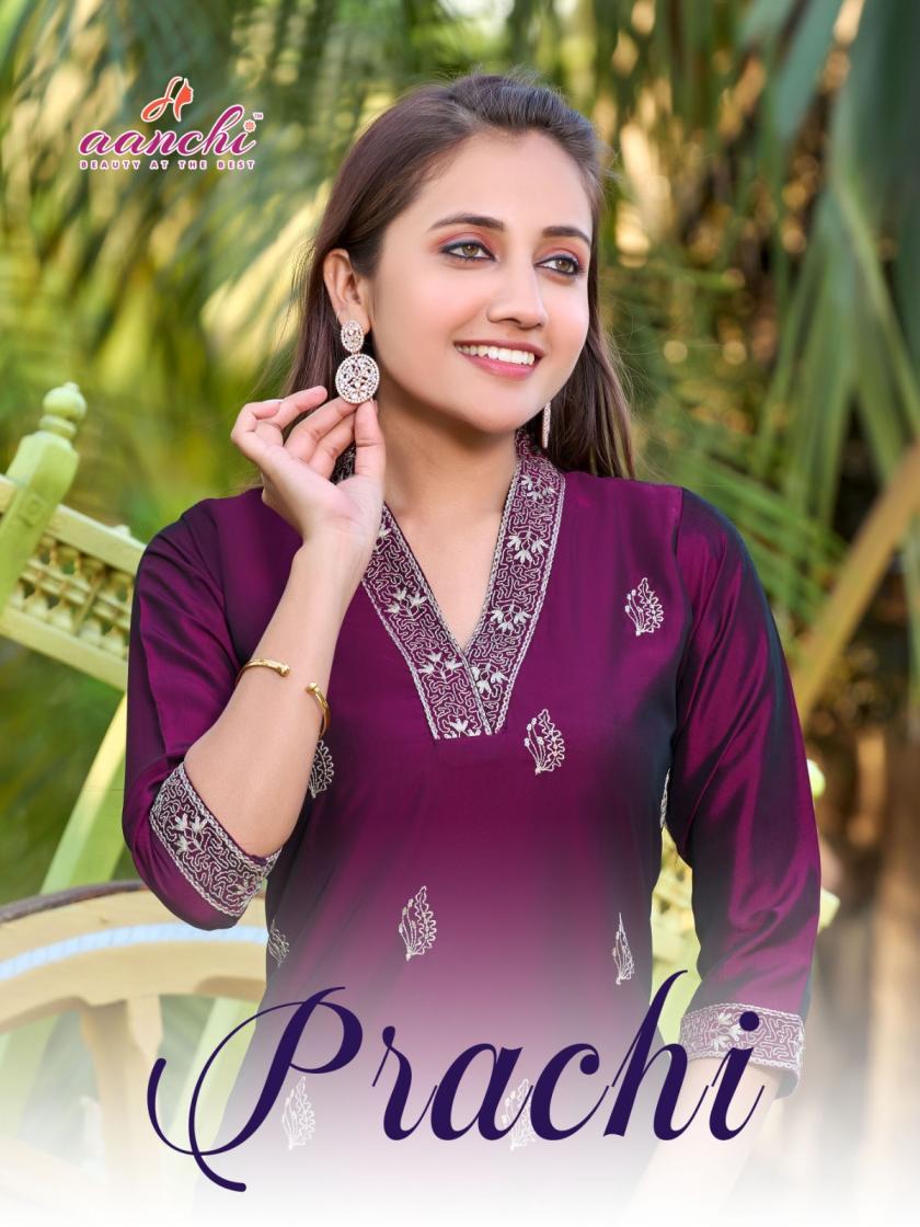 aanchi presents prachi rangila silk readymade fashionable long kurtis 
