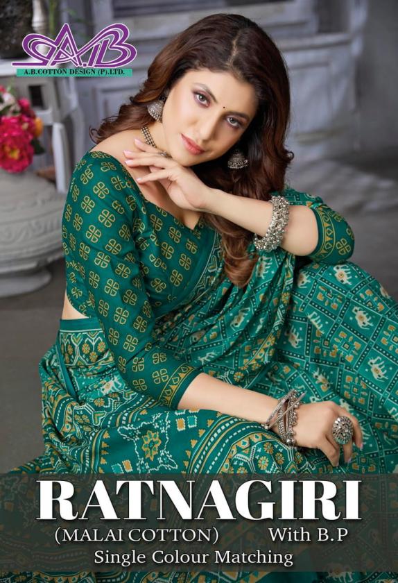 ab launch ratnagiri malai cotton print regular wear sarees 