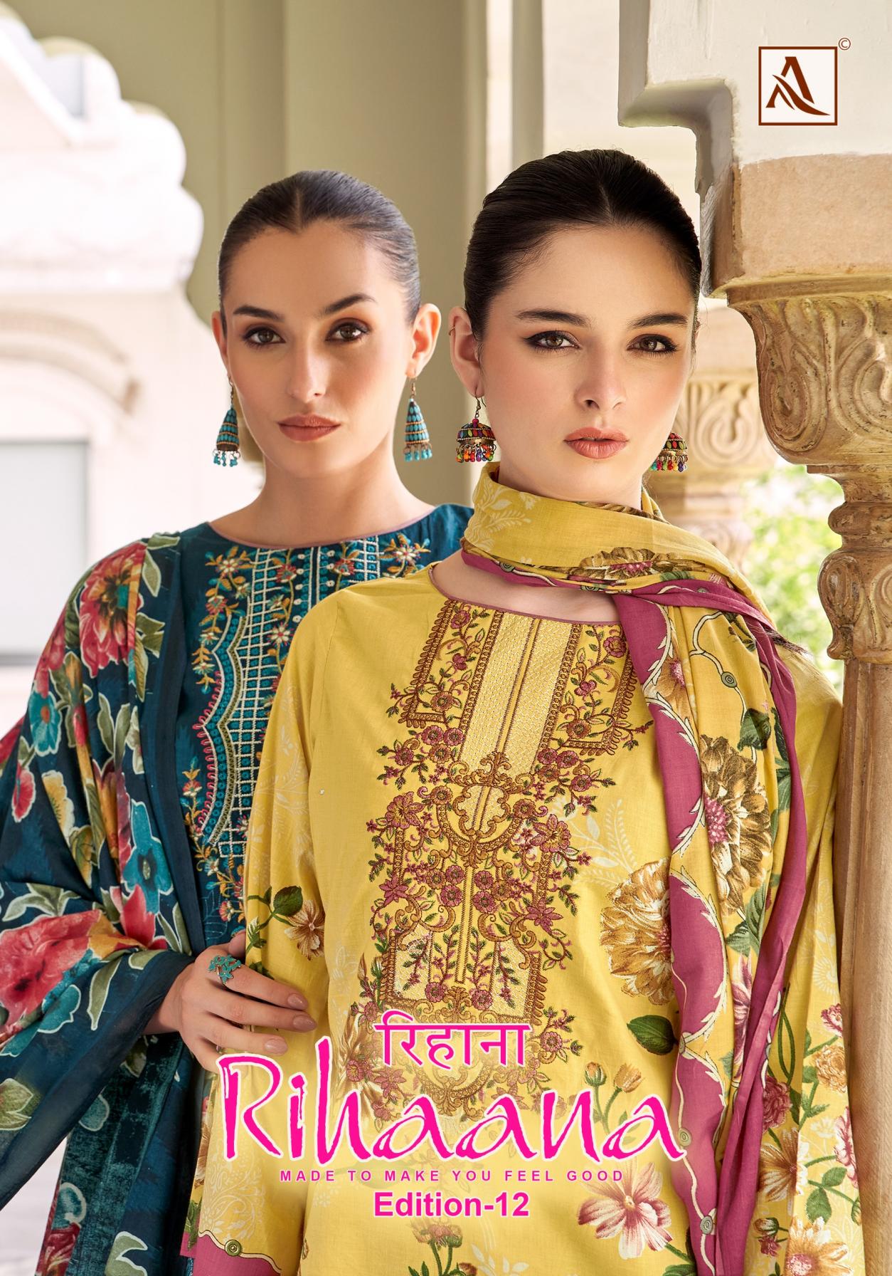 alok presents riha vol 12 cotton readymade big size pakistani 3pcs dress