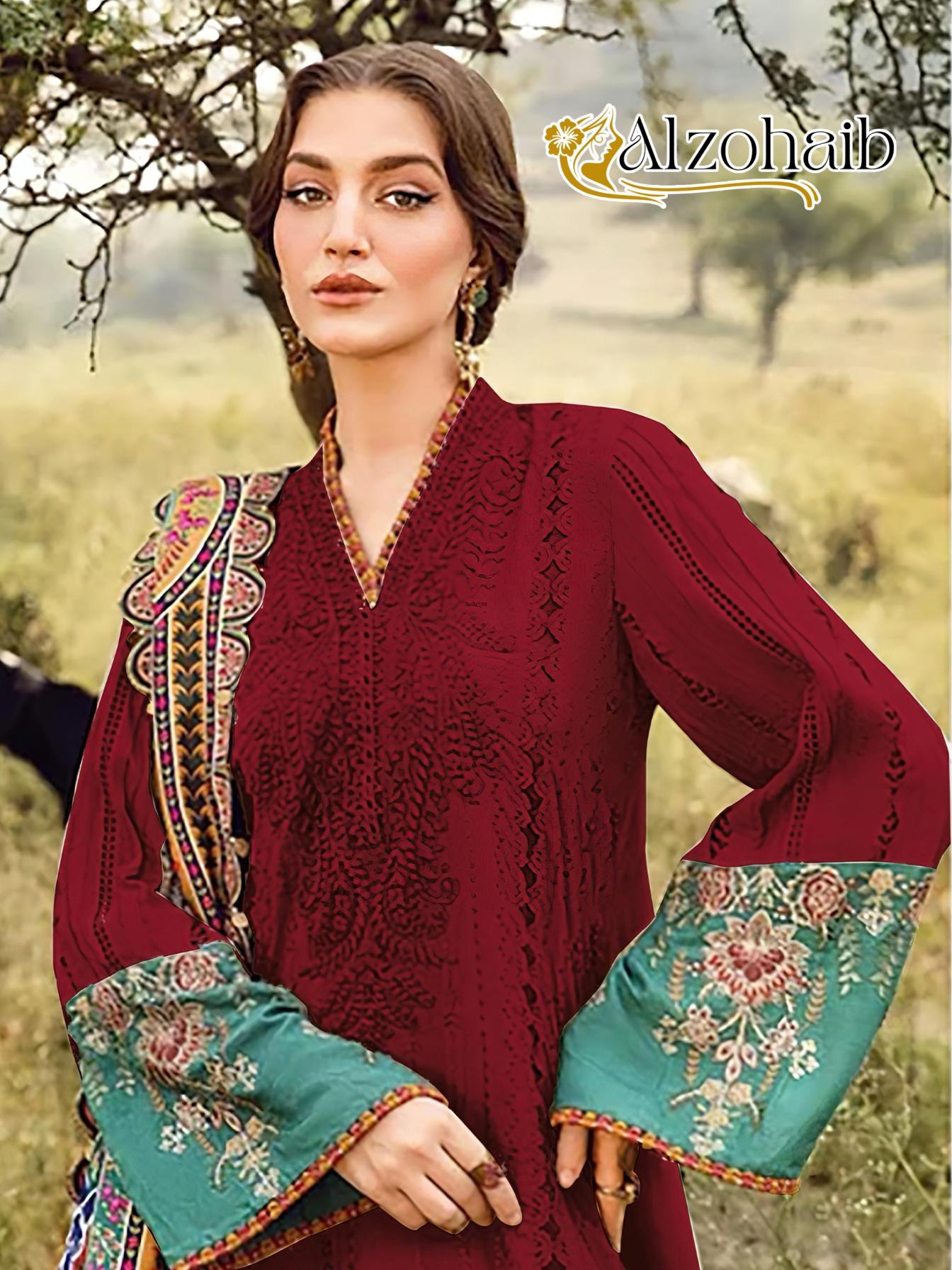 alzohaib presents 1261 cotton pakistani designer suit for womens 