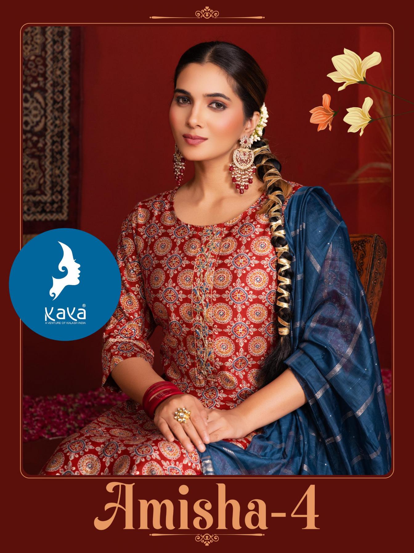 amisha vol 4 kaya vertican print readymade stylish big size 3pcs dress