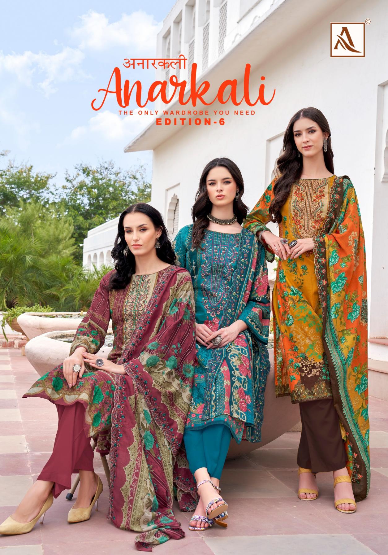 anarkali vol 6 by alok cambric cotton pakistani print stylish dress material 