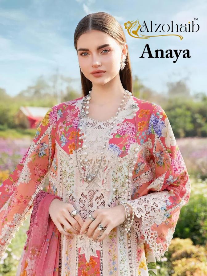 anaya by alzohaib cotton modern pakistani unstitch 3pcs dress