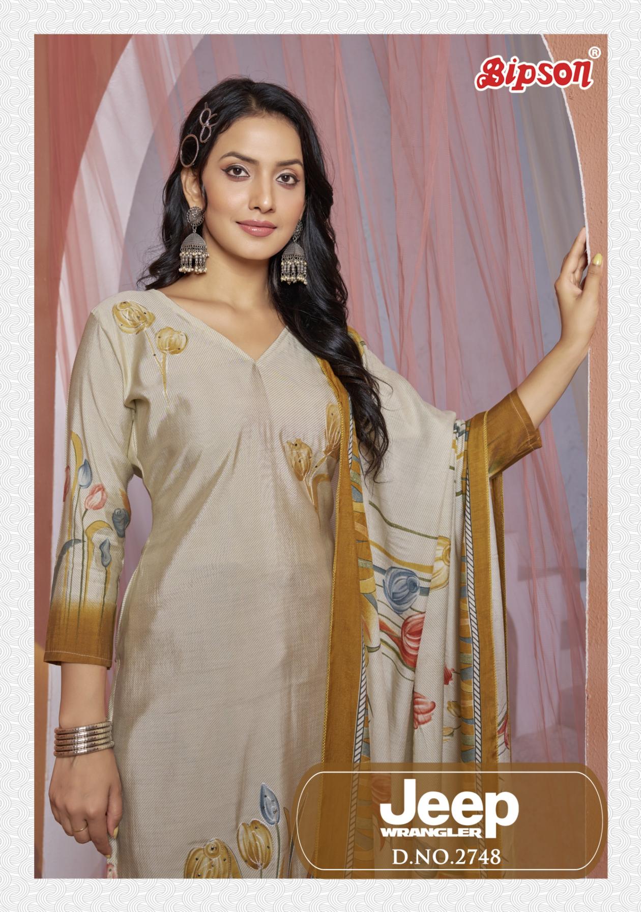 bipson prints jeep wranglar 2748 roman silk daily wear ladies suits 