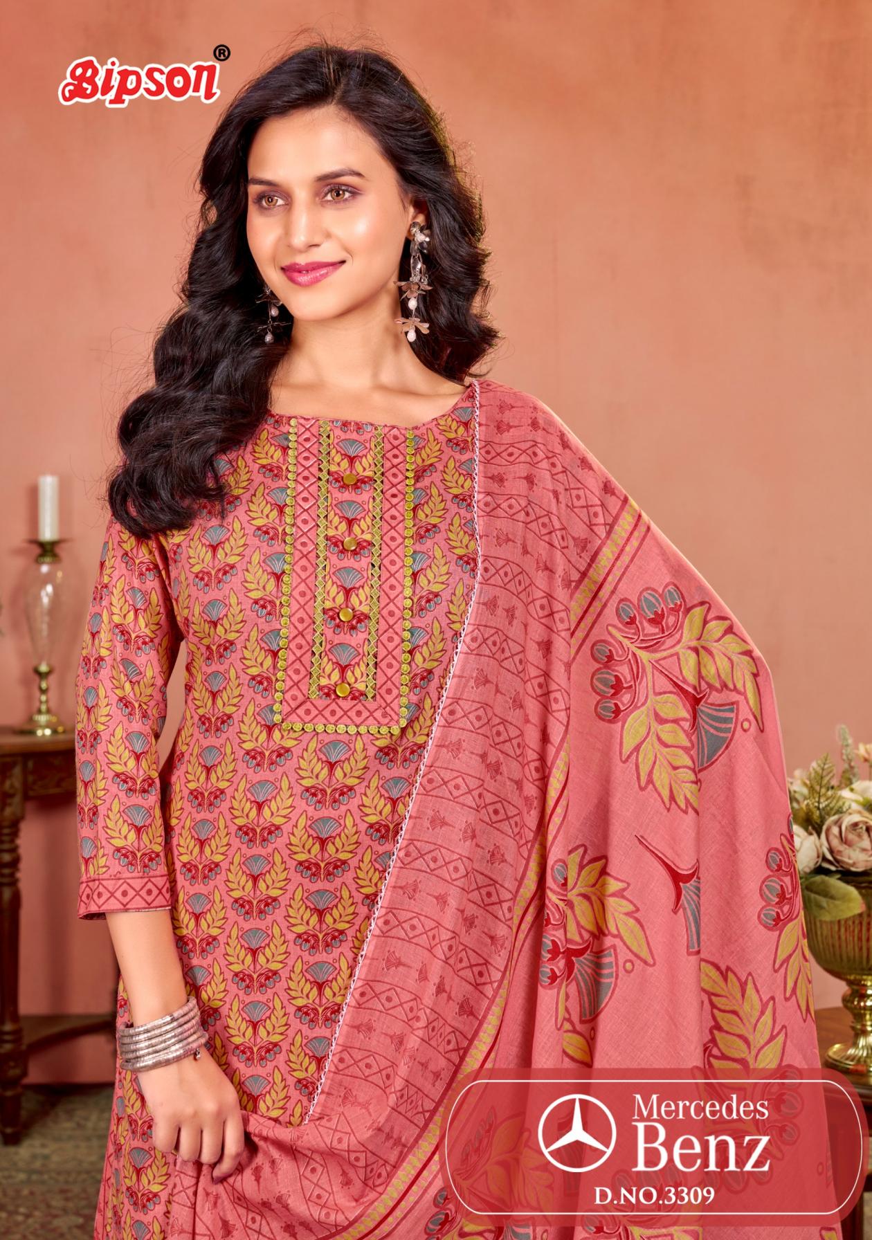 bipson prints mercedes 3309 cotton pretty look dress materials 