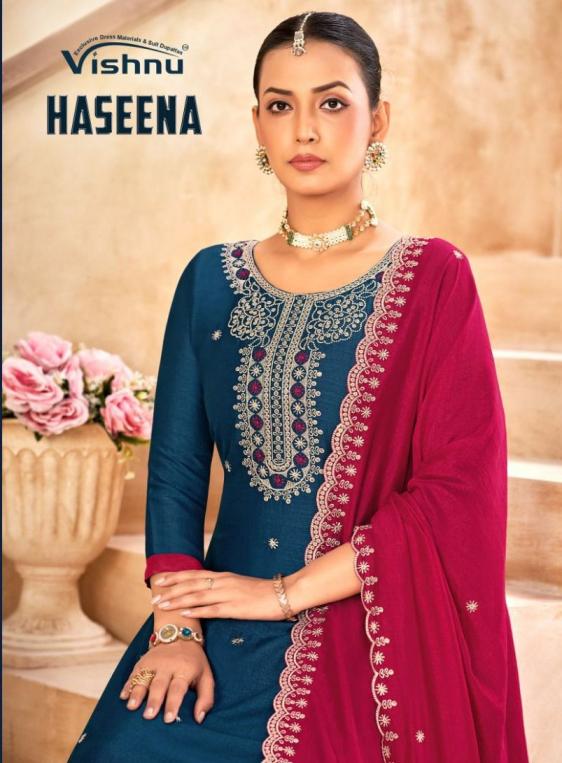 haseena by vishnu vichitra silk attractive look dress materials 
