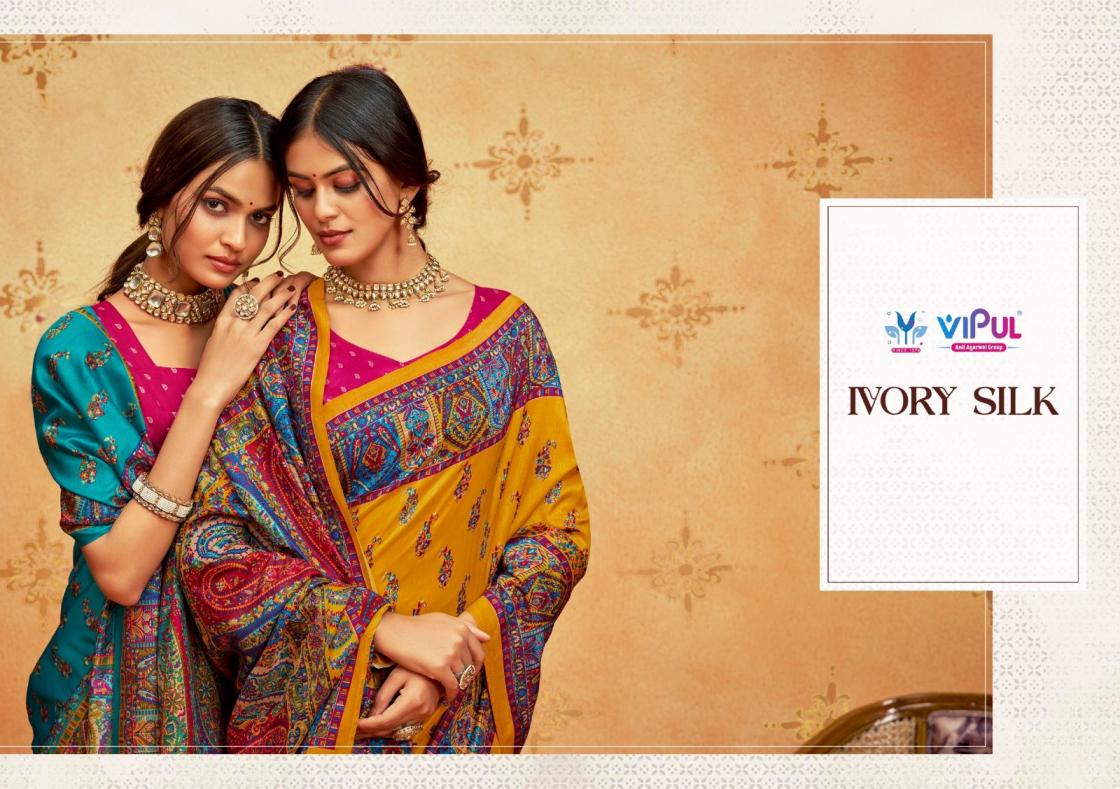 ivory silk by vipul launch carnival wear classy saree