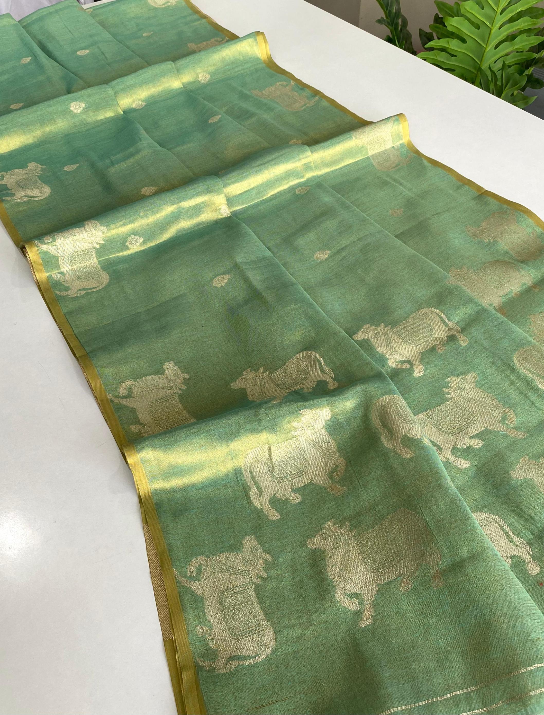 kamdhenu zari tissue weaving attractive look saree wholesaler 