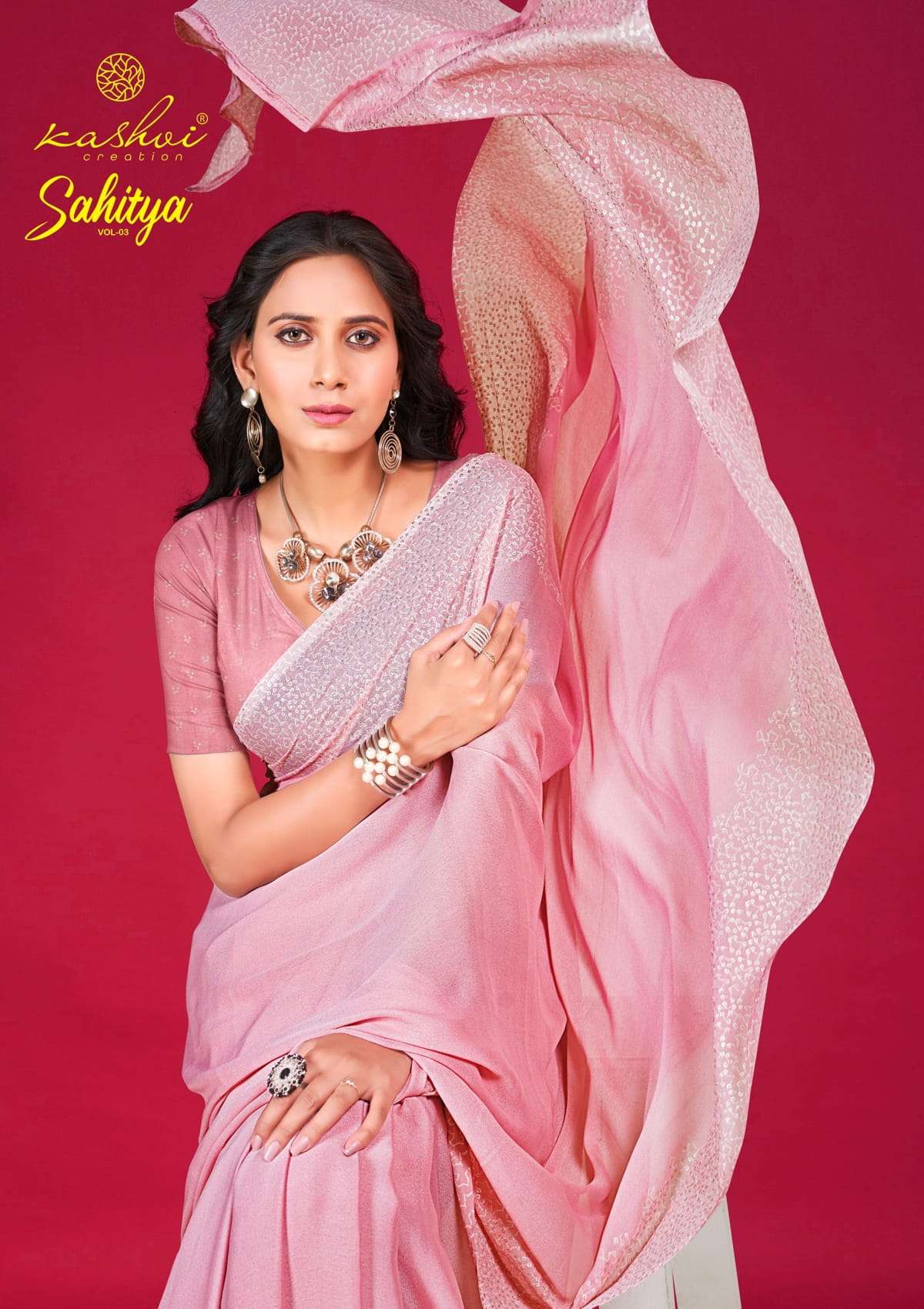kashvi creation sahitya vol 3 dull moss print best saree online 