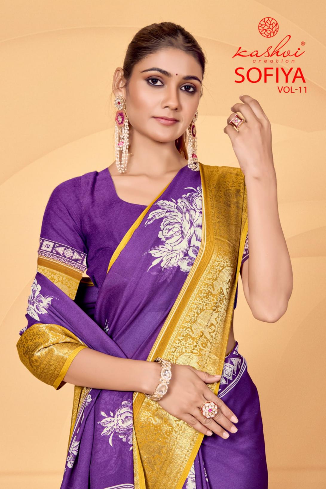 kashvi creation sofiya vol 11 stylish dull moss best saree online