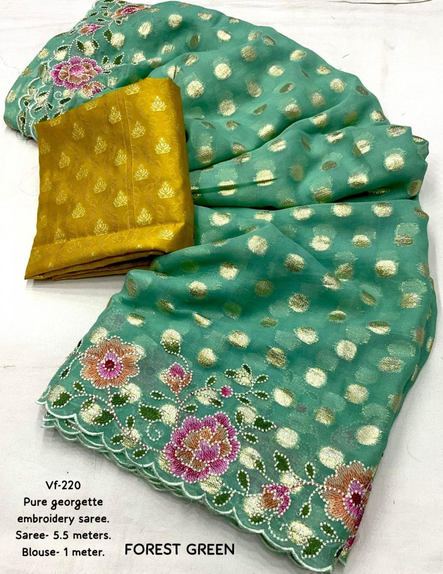 kc 220 pretty look georgette woven zari buuta saree exports 
