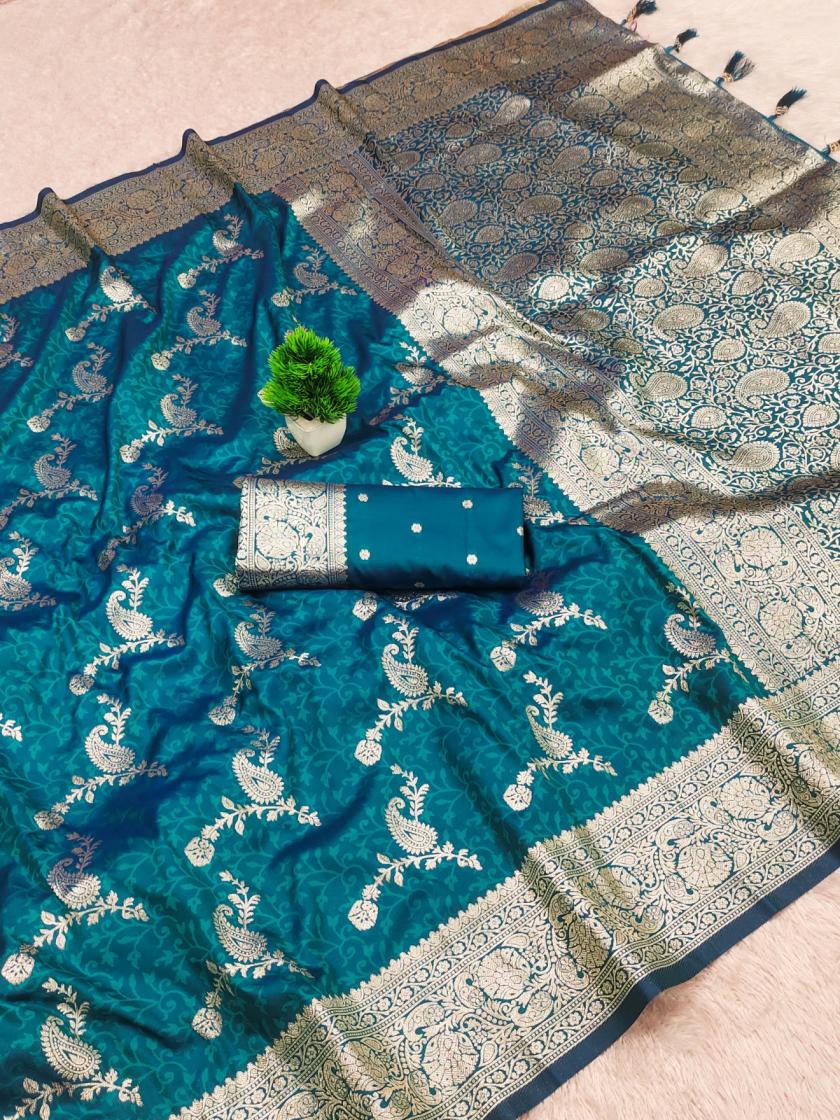 kc 7013 banarasi silk zari weaving meenakari shop trendy sarees 