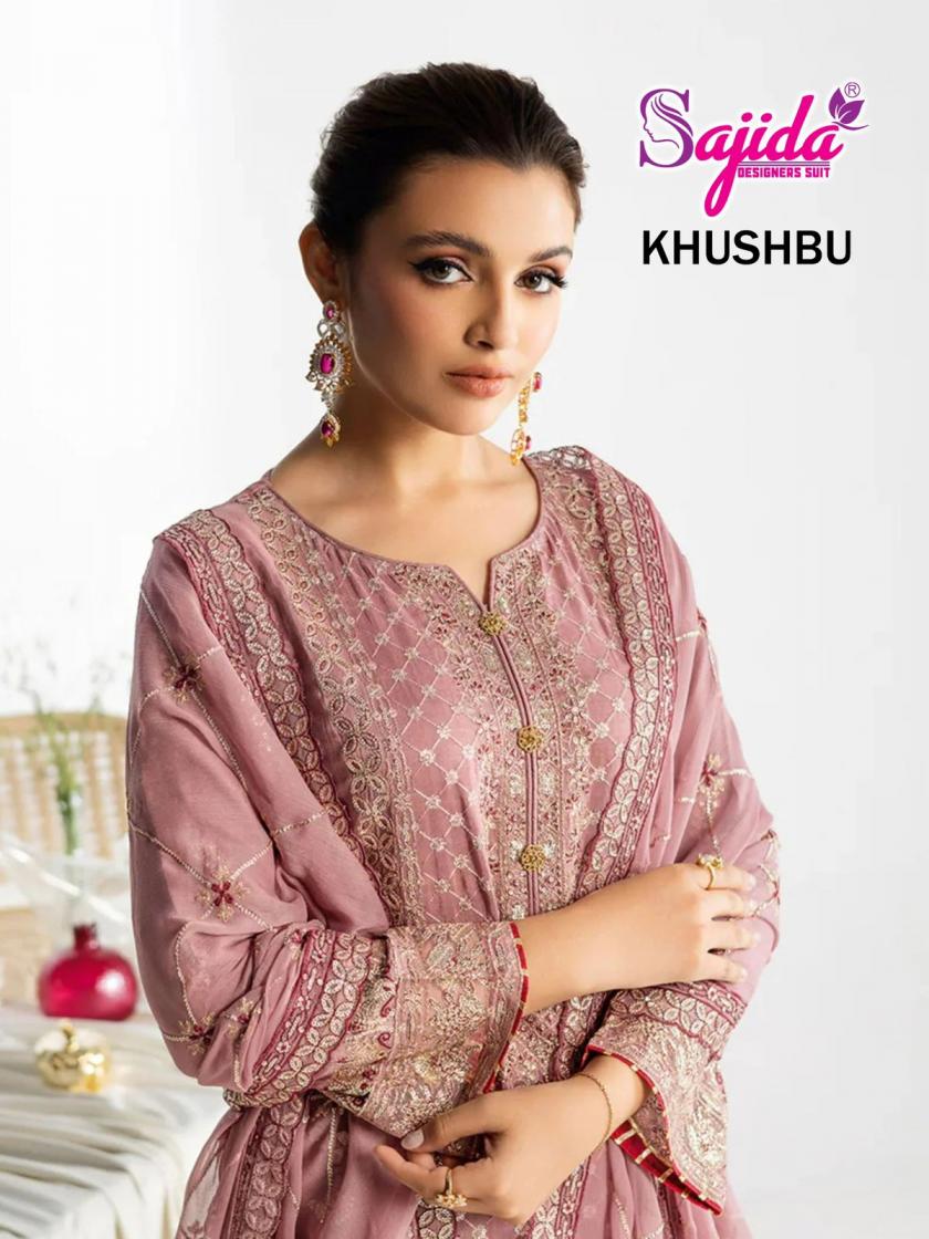 khushbu by sajida designer 1030-1032 georgette modern pakistani suits 