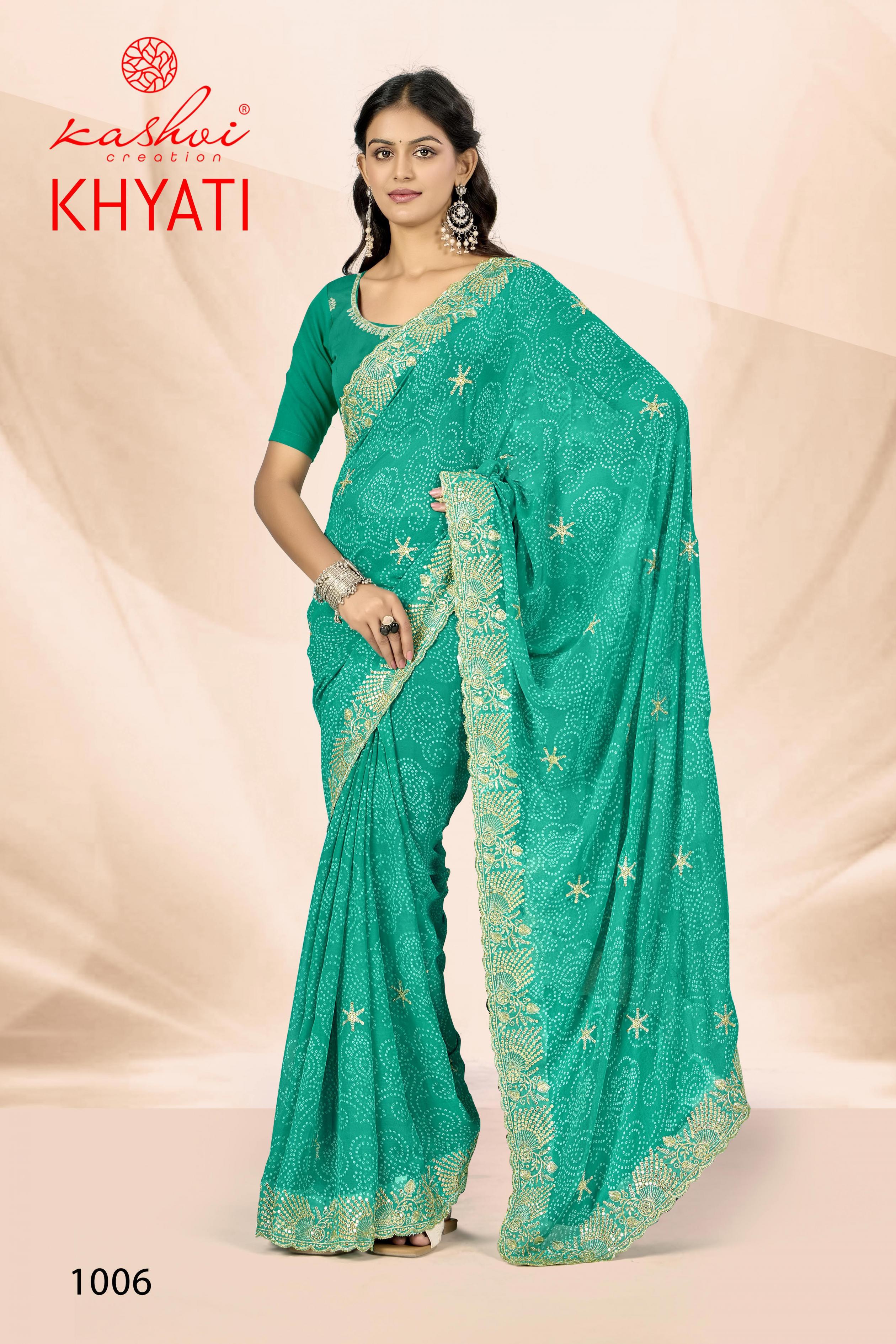 khyati by kashvi creation gorgette latest wear saree