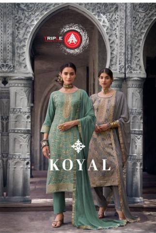 koyal by triple a muslin jacquard readymade big size pretty look 3pcs dress  