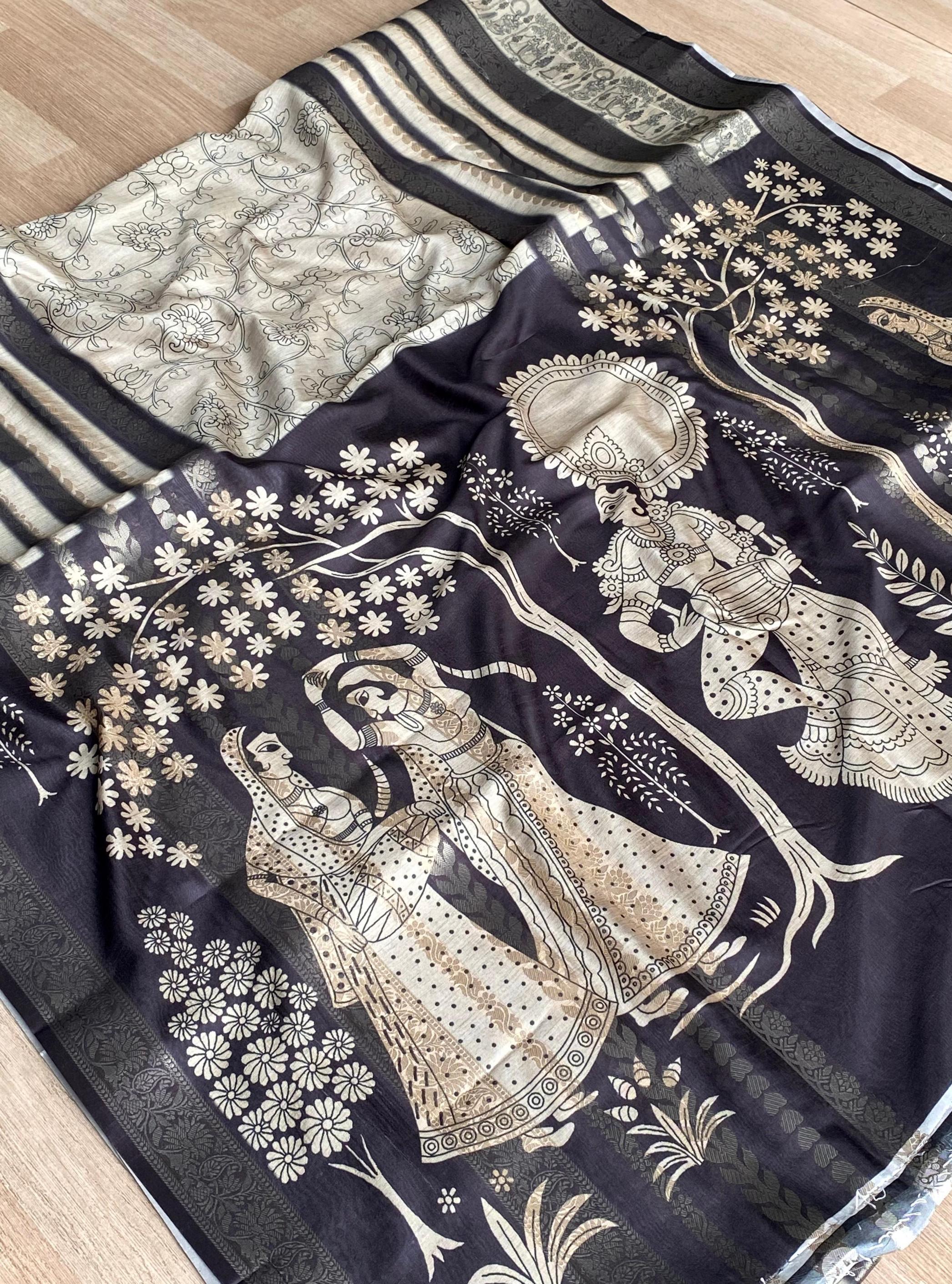 meena dola kalamkari elegance style saree for womens 