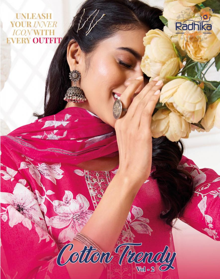 radhika lifestyle cotton trendy vol 2 full stitch big size cotton casual suit for women 